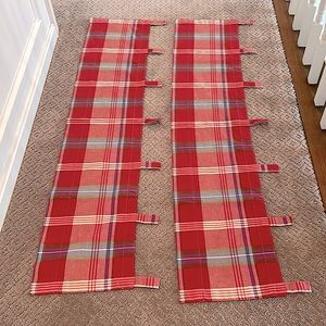 Curtain panels from Country Curtains in red, blue, green, and cream. Very nice!